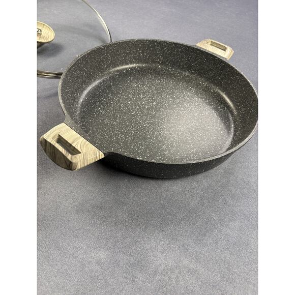 Natural Elements WoodStone Saute Frying Pan Glass-Lid Double Wooden Handle 14" - Picture 5 of 10